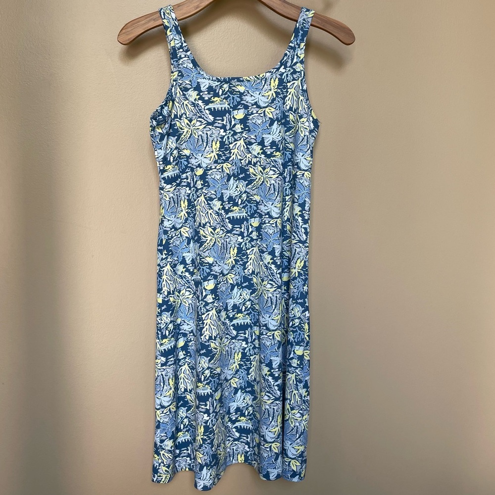 Columbia midi Tank Dress UPF 50 Omni Freeze PFG Freezer Blue Print Size small
